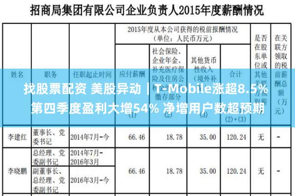 找股票配资 美股异动｜T-Mobile涨超8.5% 第四季度盈利大增54% 净增用户数超预期